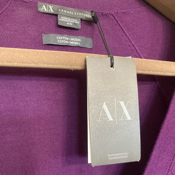 MED•NWT•ARMANI EXCHANGE•ROYAL PURPLE KNIT CARDIGAN W CERTIFICATE OF AUTHENTICITY - Picture 6 of 8